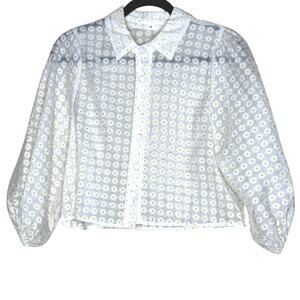 Sheer Daisy Top, Flower Pattern Cropped Blouse, Fairy, Whimsical, Spring, Floral